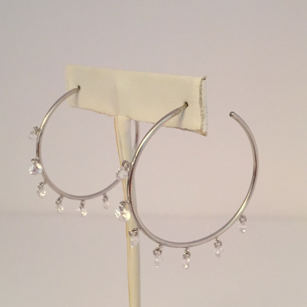 Sterling silver & crystal hoop earrings